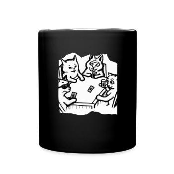 Cats Playing Cards - Full Colour Mug - black - Front