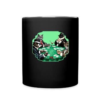 Cats Playing Cards - Full Colour Mug - black - Front