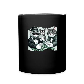 Cats Playing Cards - Full Colour Mug - black - Front