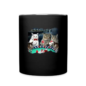 Cats Playing Cards - Full Colour Mug - black - Front