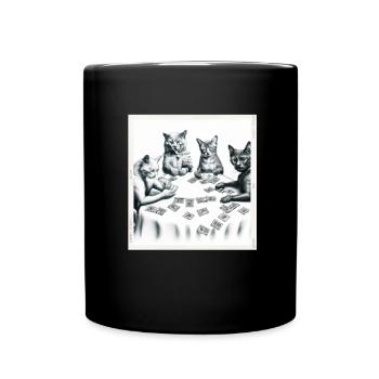 Cats Playing Cards - Full Colour Mug - black - Front