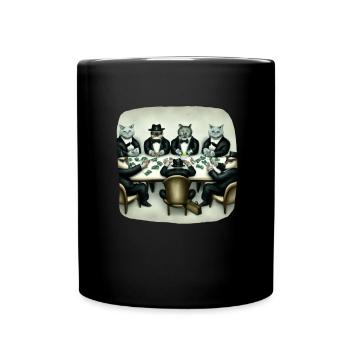 Cats Playing Cards - Full Colour Mug - black - Front