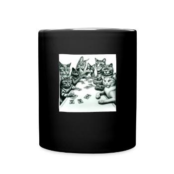 Cats Playing Cards - Full Colour Mug - black - Front