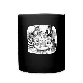 Cats Playing Cards - Full Colour Mug - black - Front