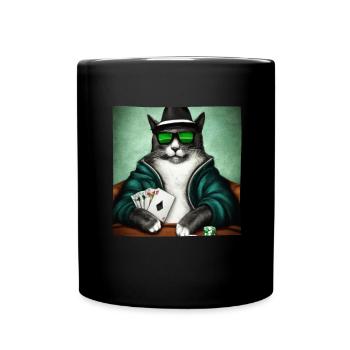 Cats Playing Cards - Full Colour Mug - black - Front