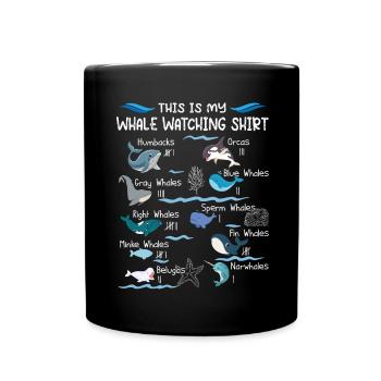 Funny whale watching shirt - Full Colour Mug - black - Front