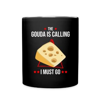 Gouda-Liebhaber für geräucherten Gouda - Tasse einfarbig - Schwarz - Vorne
