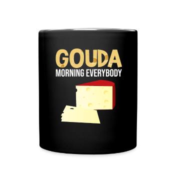 Gouda design pour fromagerie laitière et fromage Gouda - Mug uni - noir - Devant