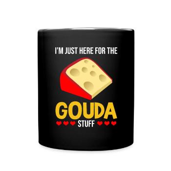 Gouda design pour fromagerie laitière et fromage Gouda - Mug uni - noir - Devant