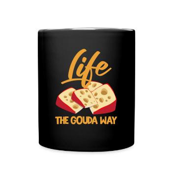 Gouda design for cheese dairy and Gouda cheese - Full Colour Mug - black - Front