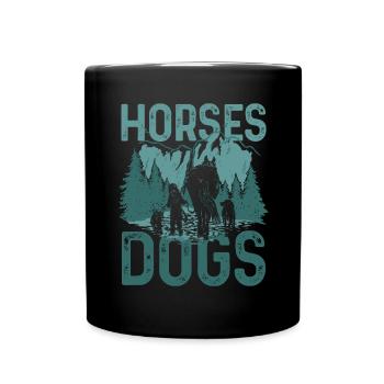 Chevaux Chiens - Mug uni - noir - Devant