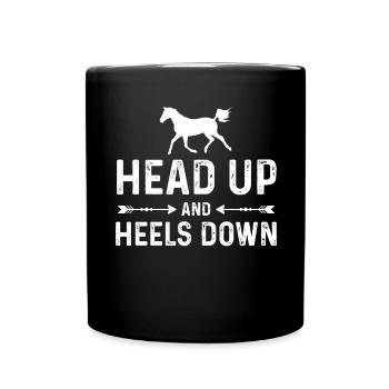 Kopf hoch und Fersen runter - Tasse einfarbig - Schwarz - Vorne