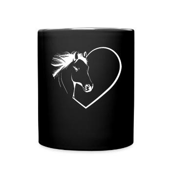 Herz Pferd - Tasse einfarbig - Schwarz - Vorne