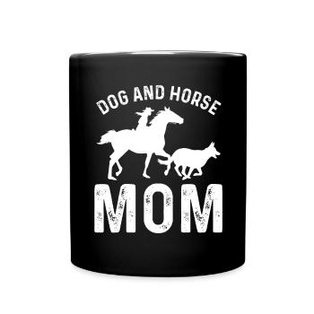 Maman chien et cheval - Mug uni - noir - Devant