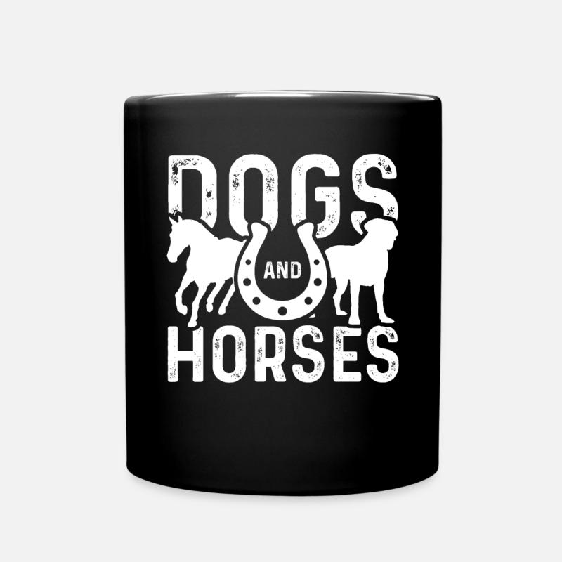 Hunde und Pferde - Tasse einfarbig - Schwarz