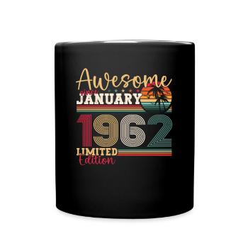 Born 1962 January 61st birthday Gift man - Full Colour Mug - black - Front