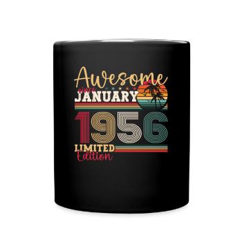 Né en 1956 janvier 67e anniversaire Homme cadeau - Mug uni - noir - Devant
