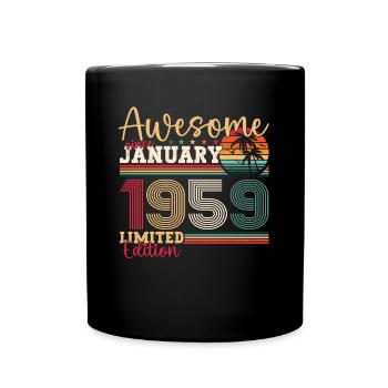 Né en 1959 Janvier 64e anniversaire Homme cadeau - Mug uni - noir - Devant