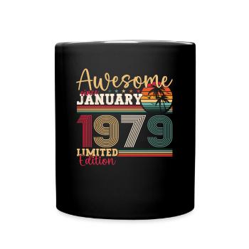 Born 1979 January 44th birthday Gift man - Full Colour Mug - black - Front
