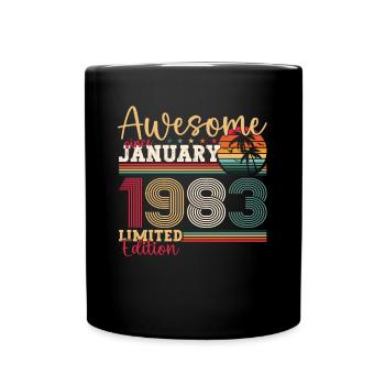 Born 1983 January 40th birthday Gift man - Full Colour Mug - black - Front