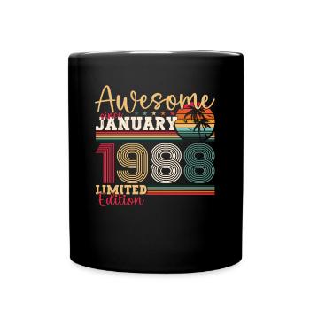Né 1988 Janvier 35th anniversaire Homme cadeau - Mug uni - noir - Devant
