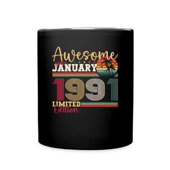 Né 1991 Janvier 32ème anniversaire Homme cadeau - Mug uni - noir - Devant