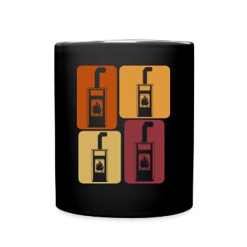 Fireplace Stove Firewood Retro Woodburning Stove - Full Colour Mug - black - Front