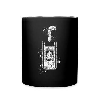 Fireplace Stove Fire Firewood Woodburning stove - Full Colour Mug - black - Front