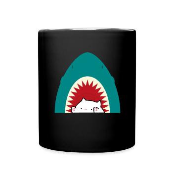 Shark Eating Cat - Tasse einfarbig - Schwarz - Vorne