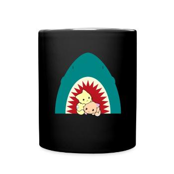 Shark Eating Cat - Tasse einfarbig - Schwarz - Vorne