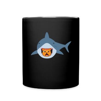 Shark Eating Cat - Tasse einfarbig - Schwarz - Vorne