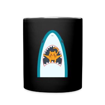 Shark Eating Cat - Tasse einfarbig - Schwarz - Vorne