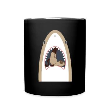 Shark Eating Cat - Tasse einfarbig - Schwarz - Vorne