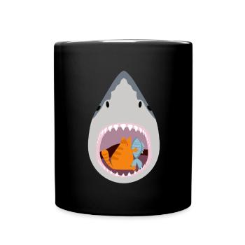 Shark Eating Cat - Tasse einfarbig - Schwarz - Vorne