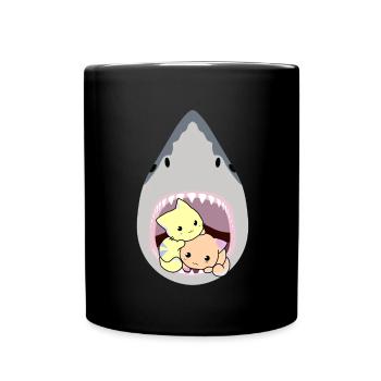 Shark Eating Cat - Tasse einfarbig - Schwarz - Vorne