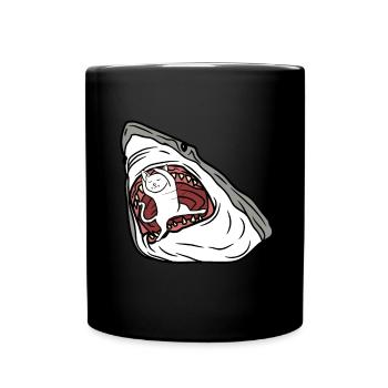 Shark Eating Cat - Tasse einfarbig - Schwarz - Vorne