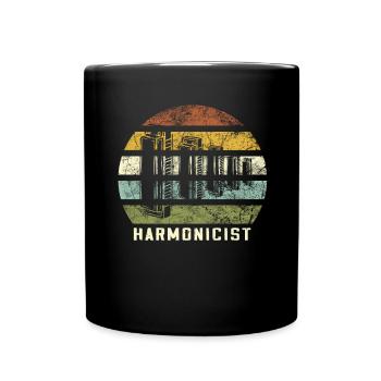 Funny vintage harmonica instrument - Full Colour Mug - black - Front