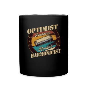 Funny Vintage Retro Harmonica Instrument - Full Colour Mug - black - Front