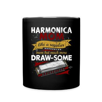 Lustiges Vintage Mundharmonika-Instrument - Tasse einfarbig - Schwarz - Vorne