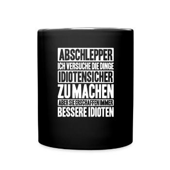 Abschlepper Abschleppdienst Tow Truck Driver - Tasse einfarbig - Schwarz - Vorne