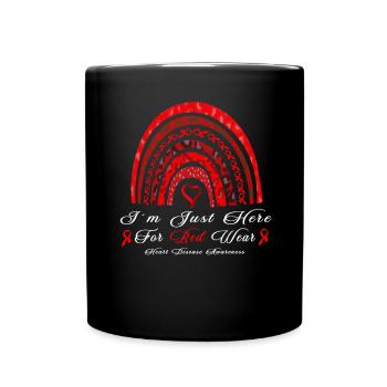 Rainbow Red Ribbon Heart Disease - Full Colour Mug - black - Front