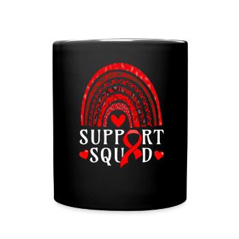 Rainbow Red Ribbon Heart Disease - Full Colour Mug - black - Front