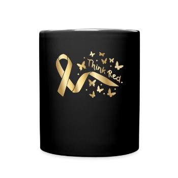 Gehen Sie Red Ribbon Herzkrankheitsbewusstsein - Tasse einfarbig - Schwarz - Vorne
