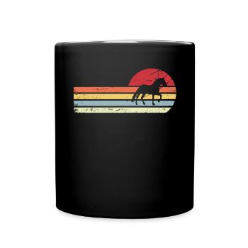 Sun and retro lines - horse - - Full Colour Mug - black - Front