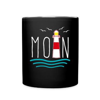 Moin Leuchtturm Norddeutschland - Tasse einfarbig - Schwarz - Vorne