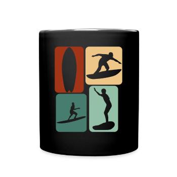 Surfer Retro Surfing Planche de surf - Mug uni - noir - Devant