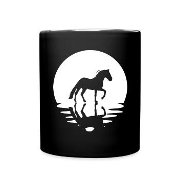 Kreis und Reflexion - Pferd - - Tasse einfarbig - Schwarz - Vorne