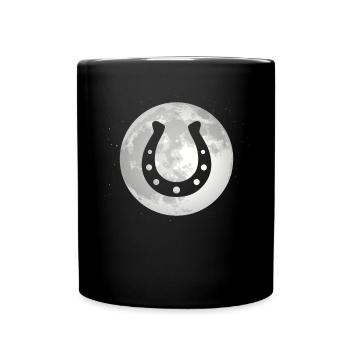 Vollmond - Pferd - Hufeisen - - Tasse einfarbig - Schwarz - Vorne