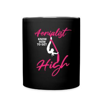 Aerial Silk Dancer for Aerial Ribbon and Aerialist - Full Colour Mug - black - Front