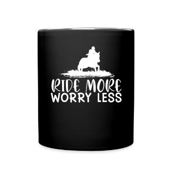 Ride more, worry less 1 - - Full Colour Mug - black - Front
